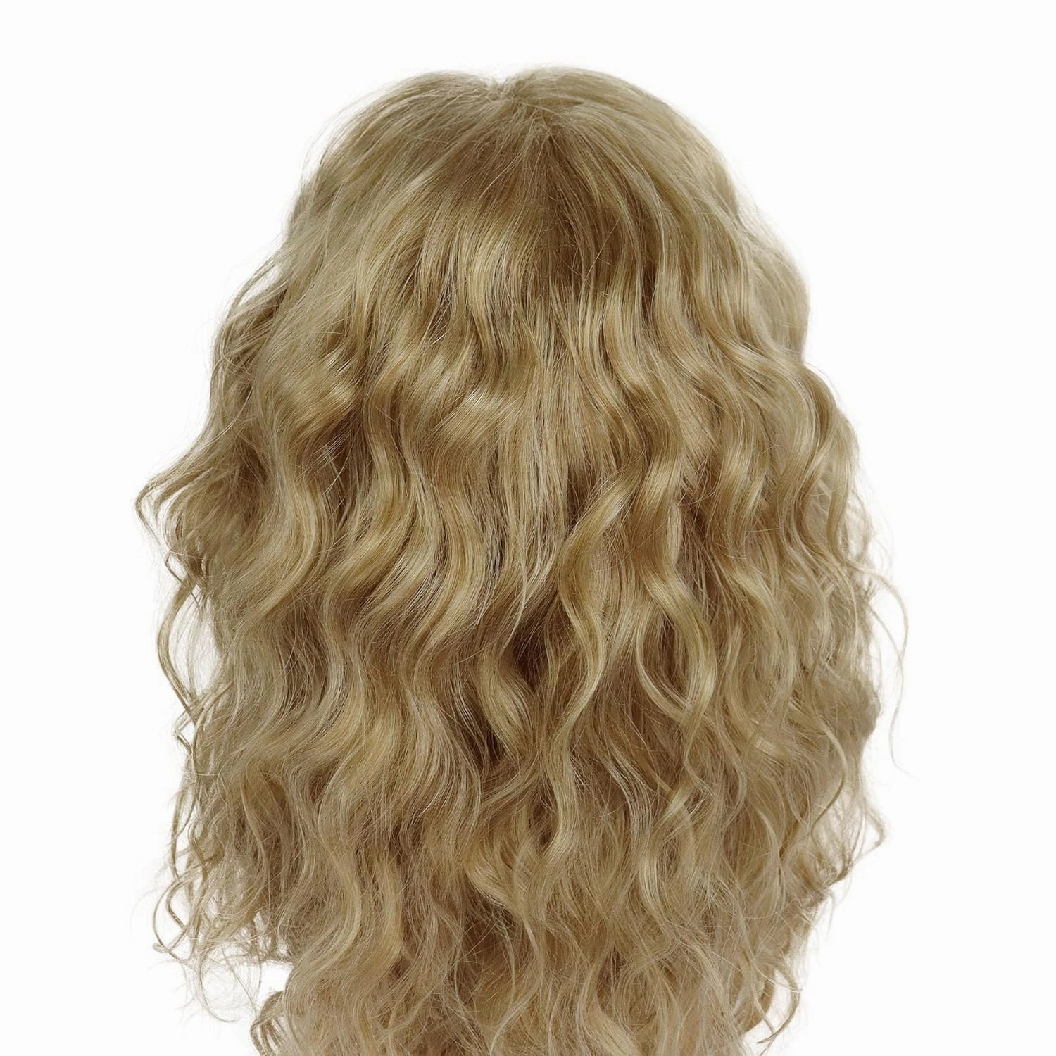 GNIMEGIL Male Wig Natural Long Curly Blonde Wig With Bangs Water Wave 70 80s Cosplay Adjustable Man Hair Men Wig Synthetic Fiber