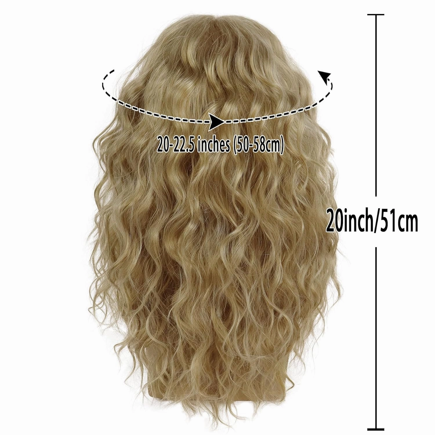 GNIMEGIL Male Wig Natural Long Curly Blonde Wig With Bangs Water Wave 70 80s Cosplay Adjustable Man Hair Men Wig Synthetic Fiber