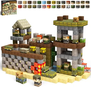 GobiDex 100PCS Magnetic Blocks Army Toys for Boys Girls, Build MagWonder for Army Men, STEM Building Toys for Kids Ages 3 , Military Game-Based Toddlers Birthday Gifts (1inch)