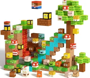 GobiDex 100PCS Magnetic Building Blocks Game-Based Build Magwonder Cave World with Magnet Construction Toys STEM Sensory Gift for Boys Girls Birthday (1 inch)