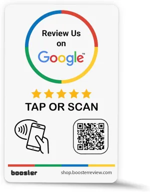Google Review Tap Stickers by Booster Review: Smart Tap NFC & QR for Instant Reviews - iPhone & Android - Boost Business Reviews Quickly (1-Pack)