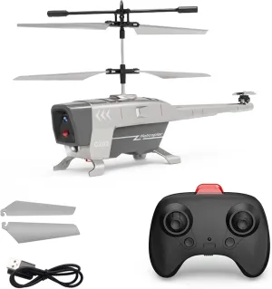 GoolRC Remote Control Helicopter, 3.5 Channel RC Helicopter with Gyro for Beginners, Indoor Outdoor Flying RC Aircraft with LED Lights, Obstacles Avoidance, Altitude Hold for Adults (Grey)