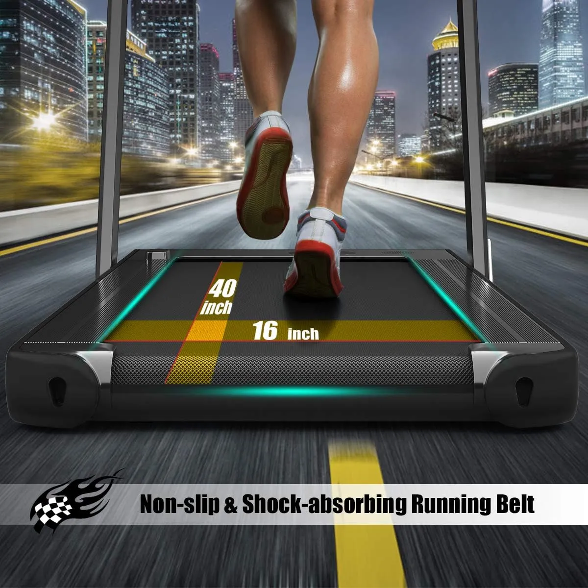 Goplus 2 in 1 Folding Treadmill with Dual Display, 2.25HP Superfit Under Desk Electric Pad Treadmill, Installation-Free, Blue Tooth Speaker, APP Control, Remote Control, Walking Jogging for Home