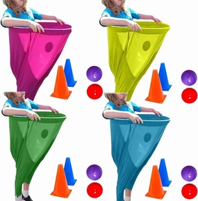 Granny Pants Yard Game Sets, Granny Pants Outdoor Game with Bouncy Balls and Marker Cones, The Ultimate Backyard Party Game,Team Relay Family Reunion Party Field Hula Hoop Game Set Adult(4pcs)