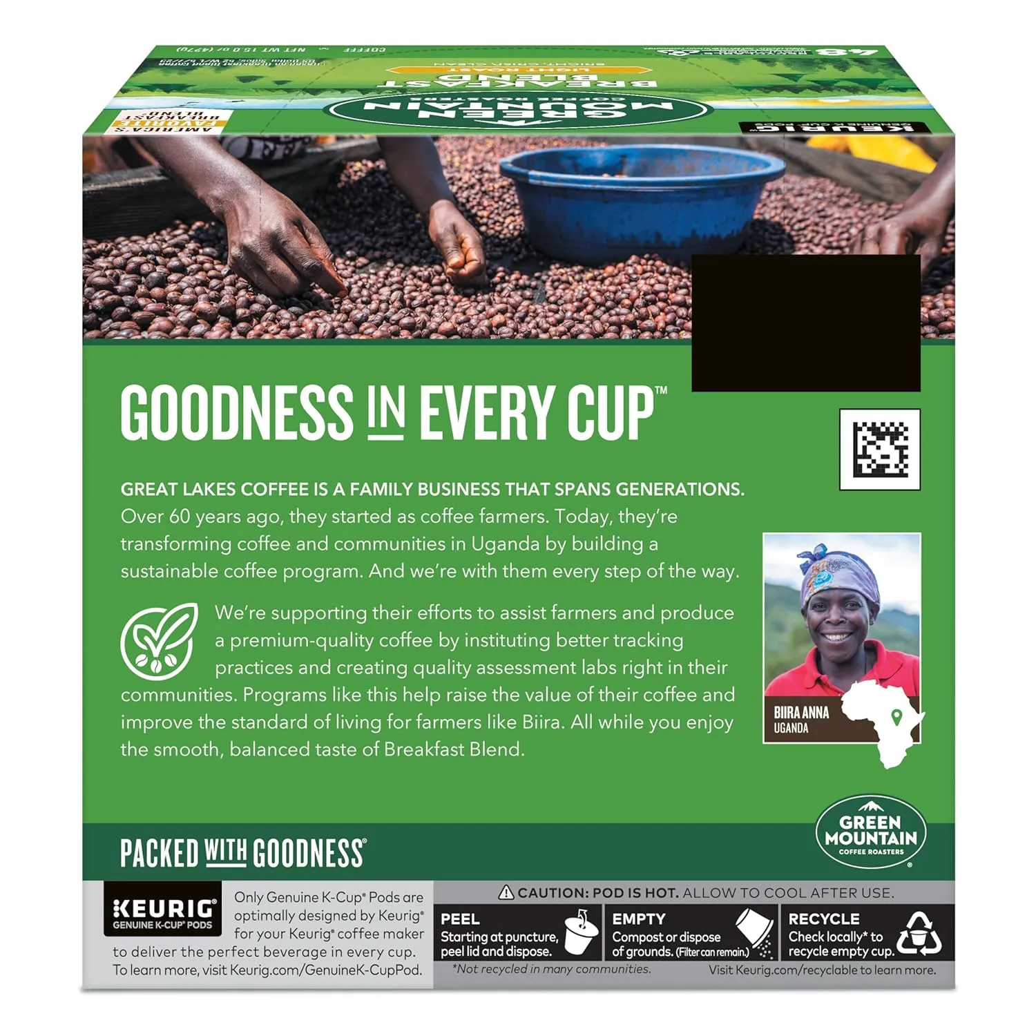 Green Mountain Coffee Roasters Breakfast Blend Single-Serve Keurig K-Cup Pods, Light Roast Coffee, 48 Count