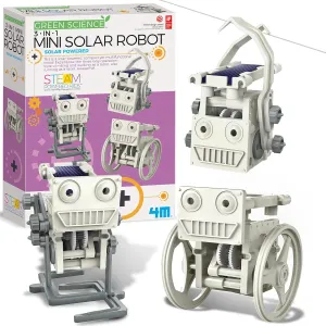 Green Science - 3-in-1 Mini Solar Robot Toys - STEM Toys Educational Kit for Kids - Solar Powered Climbing, Walking & Running Robots - DIY Science Experiment Toy for Learning & Fun