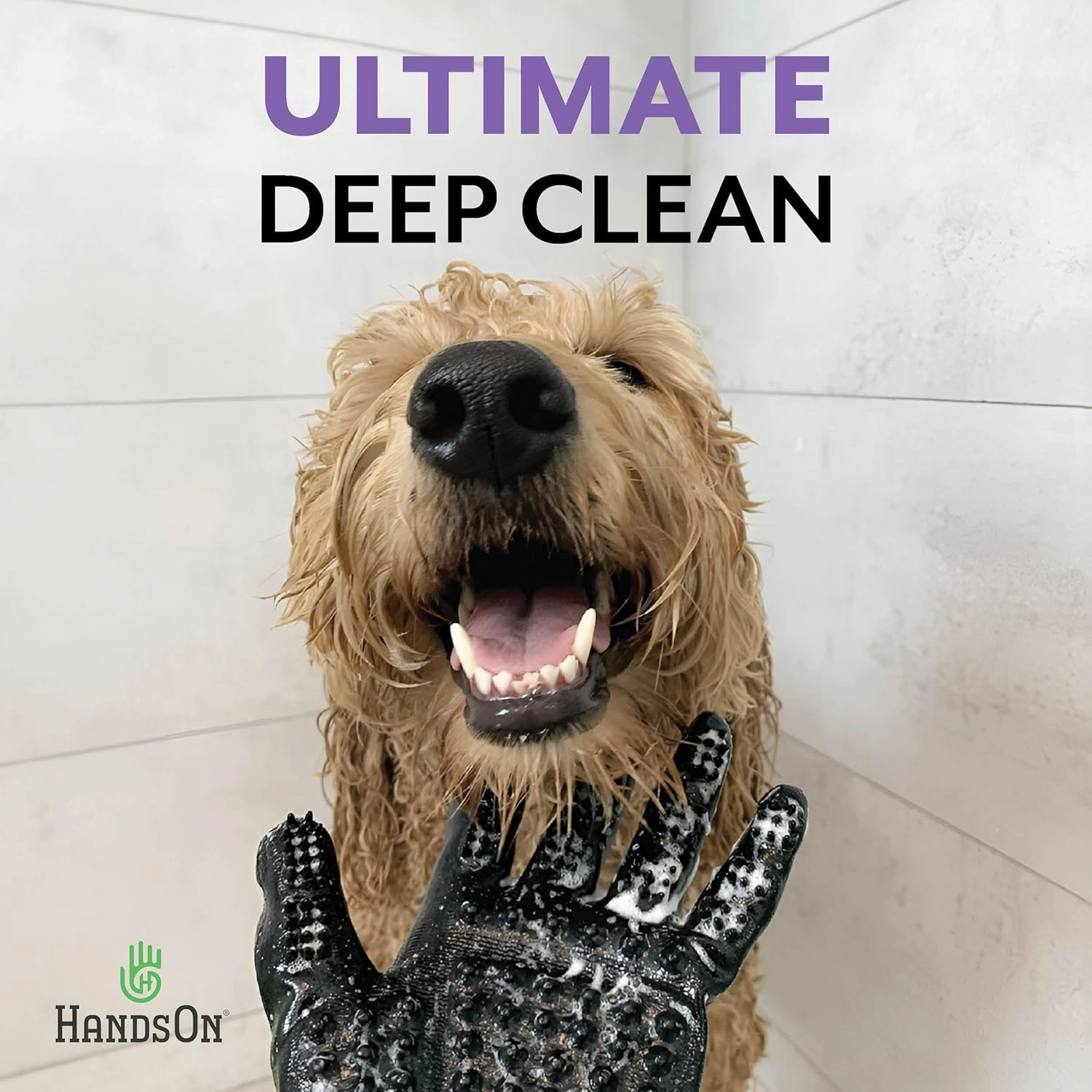 H HandsOn Pet Grooming Gloves - Patented #1 Ranked, Award Winning Shedding, Bathing, & Hair Remover Gloves - Gentle Brush for Cats, Dogs, and Horses (Black, X-Large)