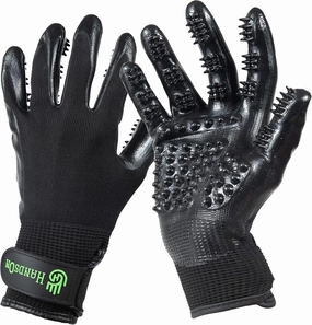 H HandsOn Pet Grooming Gloves - Patented #1 Ranked, Award Winning Shedding, Bathing, & Hair Remover Gloves - Gentle Brush for Cats, Dogs, and Horses (Black, X-Large)