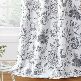 H.VERSAILTEX Blackout Curtains 84 Inch Length 2 Panels Set Floral Print Curtain Drapes for Living Room Thermal Insulated Grommet Window Curtains for Bedroom - Traditional Floral in Antique Green