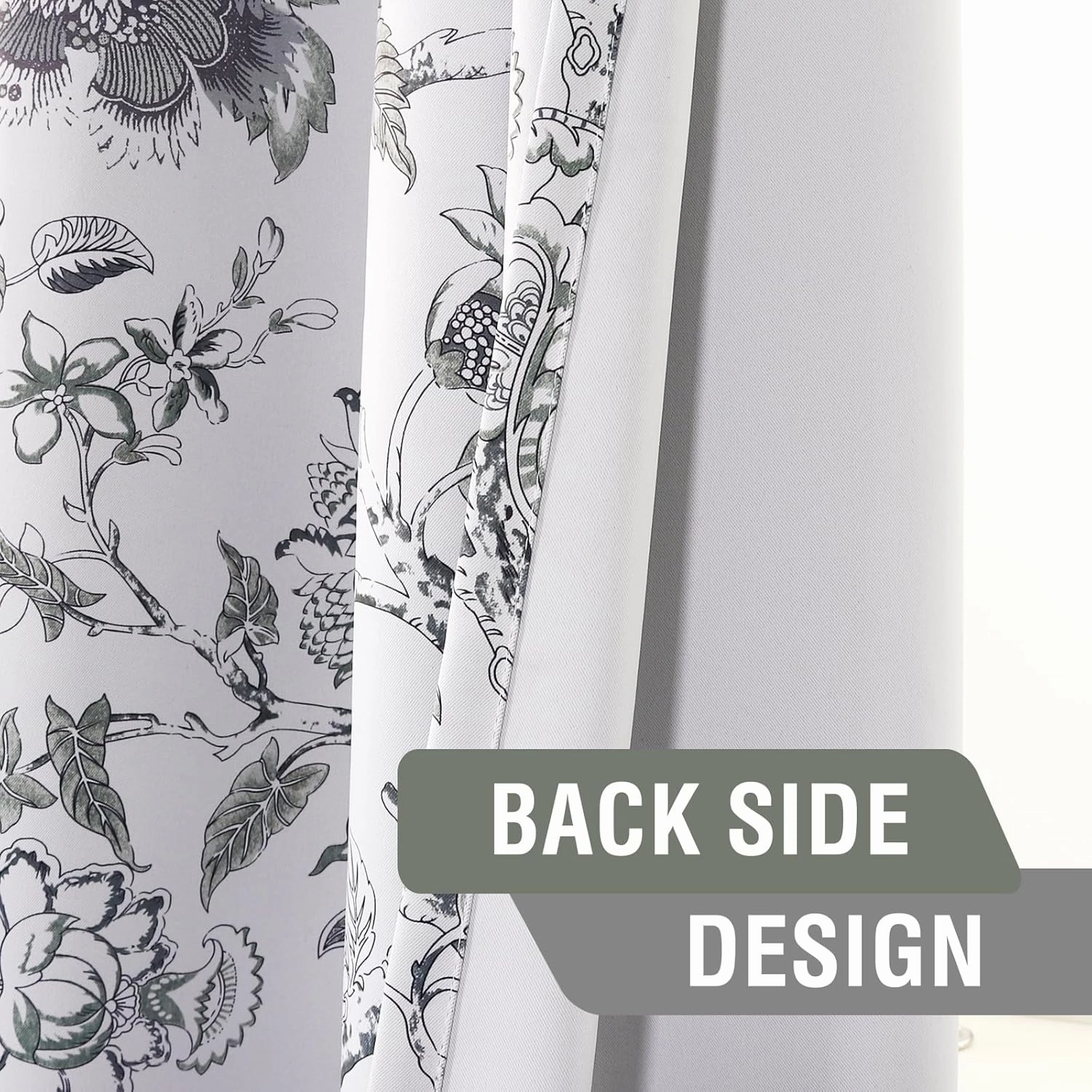 H.VERSAILTEX Blackout Curtains 84 Inch Length 2 Panels Set Floral Print Curtain Drapes for Living Room Thermal Insulated Grommet Window Curtains for Bedroom - Traditional Floral in Antique Green