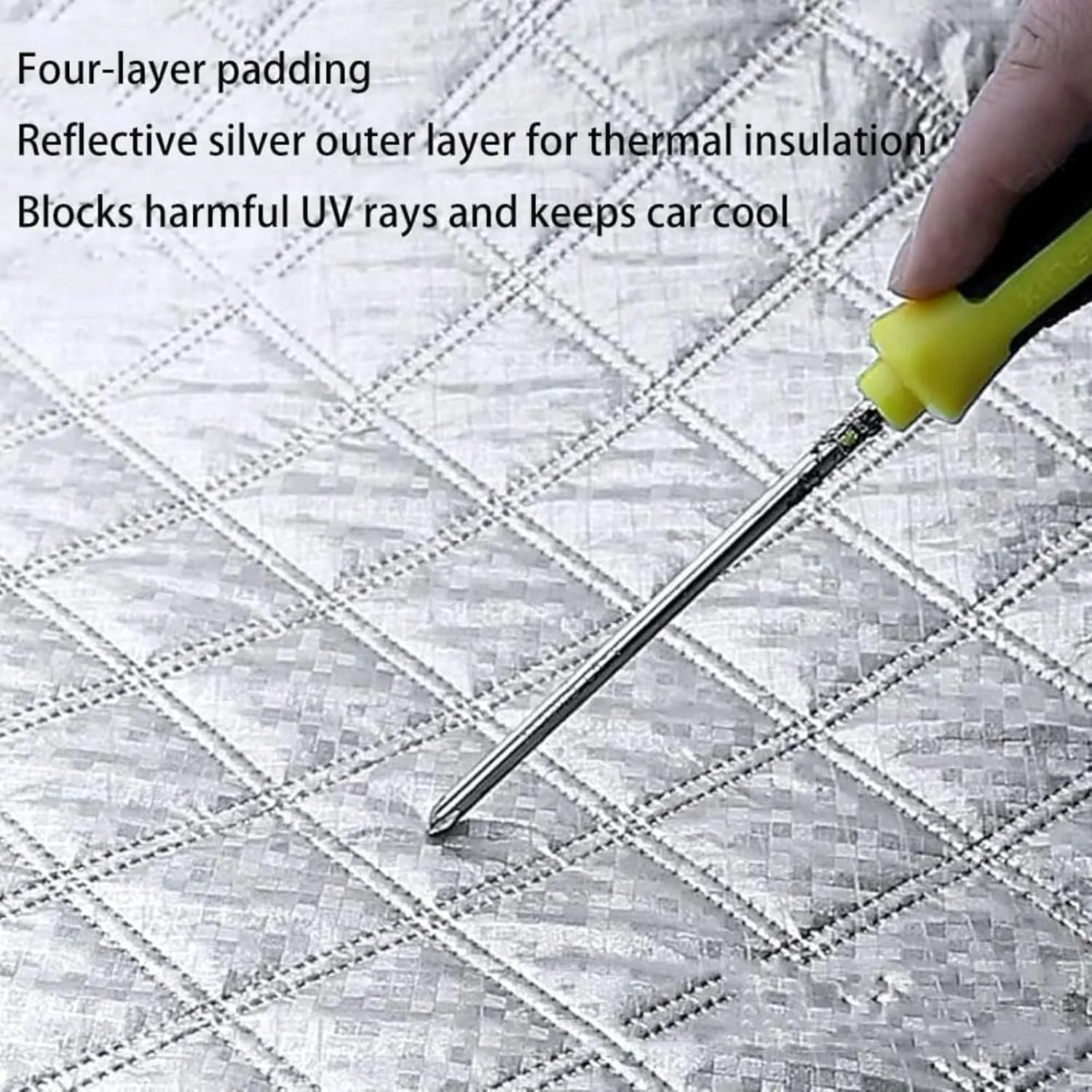 Hail Protector Car Cover, 5-Layer Padded Anti-Hail Car Cover, Heavy Duty Waterproof with Reflective Safety Strips, All-Weather Protection Against Hail Snow Rain (White,SUV)