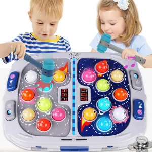 Hammer Mole Game for Toddler, Toys for 3-12 Year Old Boys and Girls, Kids Whacking Mole Game,Gifts for 3 4 5 6  Year Old Boys, Interactive Educational Toy with Sound and Light, PK Mode with 2 Hammers