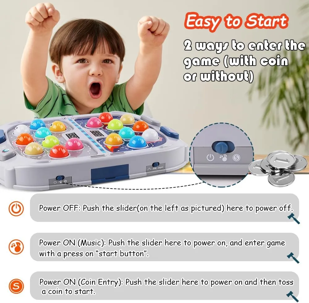 Hammer Mole Game for Toddler, Toys for 3-12 Year Old Boys and Girls, Kids Whacking Mole Game,Gifts for 3 4 5 6  Year Old Boys, Interactive Educational Toy with Sound and Light, PK Mode with 2 Hammers