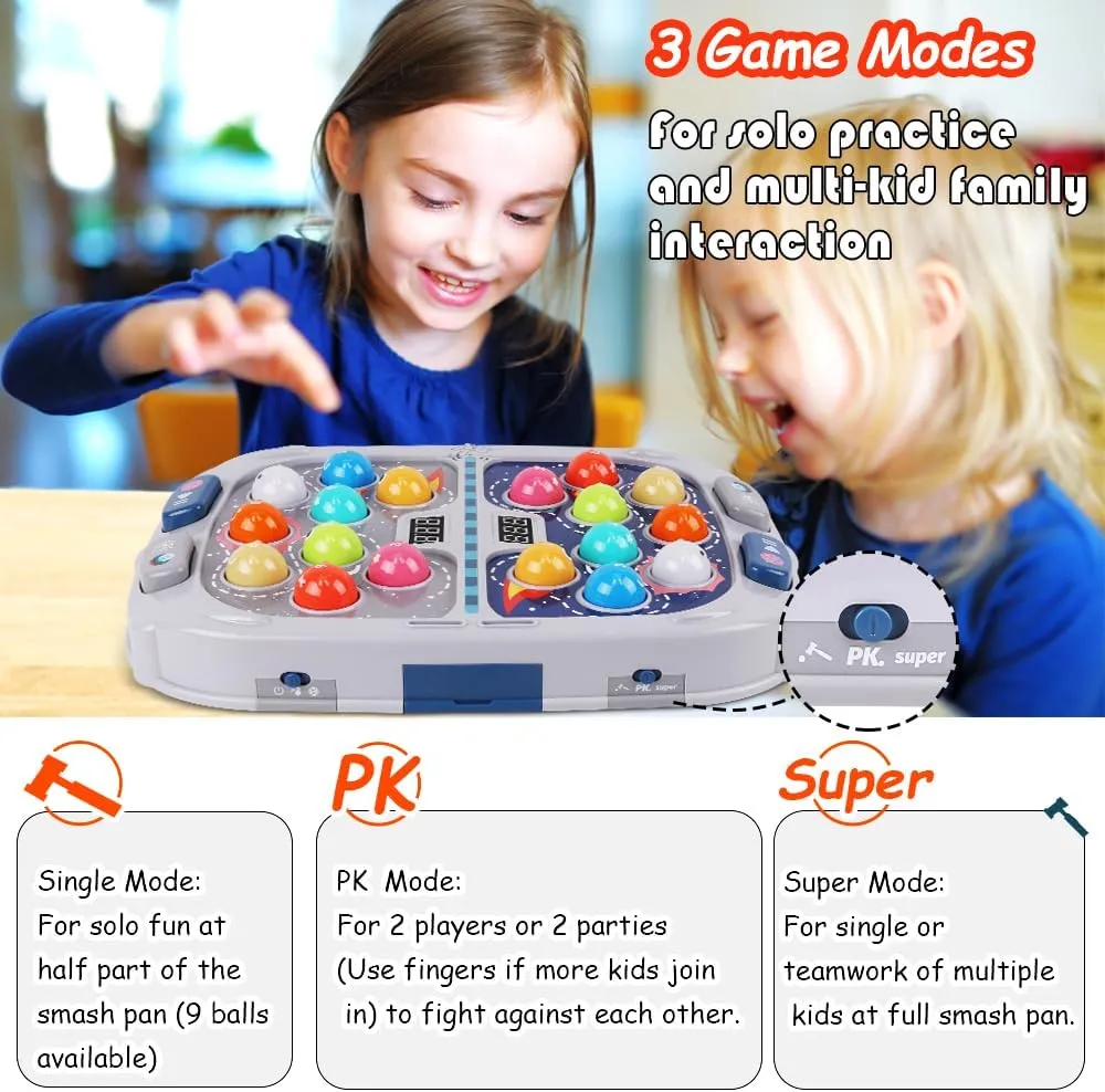 Hammer Mole Game for Toddler, Toys for 3-12 Year Old Boys and Girls, Kids Whacking Mole Game,Gifts for 3 4 5 6  Year Old Boys, Interactive Educational Toy with Sound and Light, PK Mode with 2 Hammers
