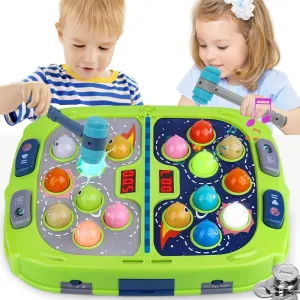 Hammer Mole Game for Toddler, Toys for 3-12 Year Old Boys and Girls, Kids Whacking Mole Game,Gifts for 3 4 5 6  Year Old Boys, Interactive Educational Toys with Sound and Light, PK Mode with 2 Hammers