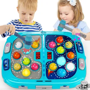Hammer Mole Game for Toddlers, Toys for 3-12 Year Old Boys and Girls, Pounding Game for Kid,Gifts for 3 4 5 6  Year Old Boys, Interactive Educational Toy with Sound and Light, PK Mode with 2 Hammers