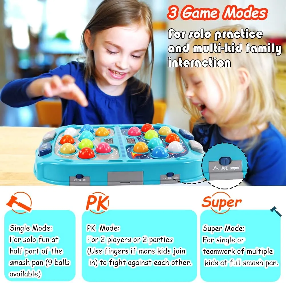 Hammer Mole Game for Toddlers, Toys for 3-12 Year Old Boys and Girls, Pounding Game for Kid,Gifts for 3 4 5 6  Year Old Boys, Interactive Educational Toy with Sound and Light, PK Mode with 2 Hammers