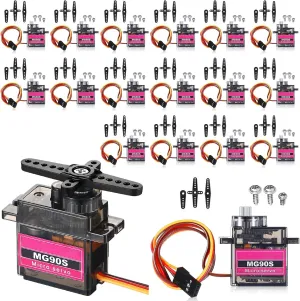 Hanaive 16 Pcs Mini MG90s 9g Micro Servo Motor RC Servo Kit for Robot Helicopter Airplane Car Boat Control