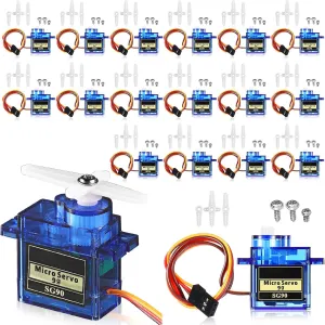 Hanaive 16 Pcs SG90 9g Mini Micro Servo Motors RC Servo Kit for Robot Helicopter Airplane Car Boat Control