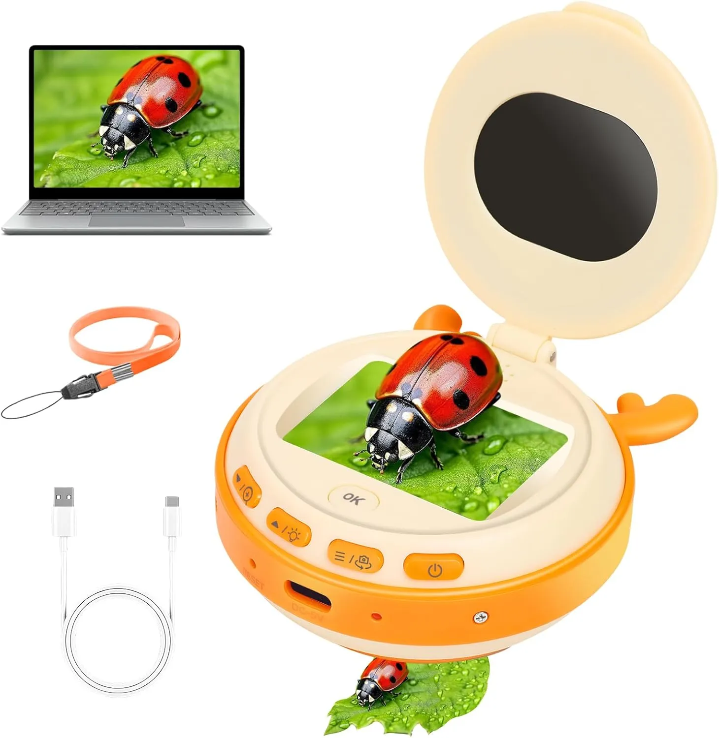 Handheld Microscope for Kids, 2.0" IPS HD Screen Digital Portable Microscope 2025 New Mini Pocket Microscopes, Magnifying Glasses for Kids Birthday Gifts with Camera Mode, Science Kit