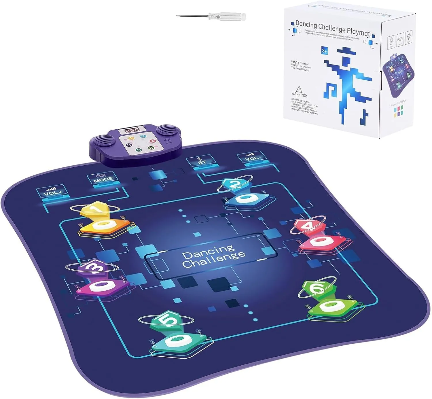 Happybuy Dance Mat, 6-Button Rhythm Step Play Mat, Electronic Pad with Wireless Bluetooth, LED Lights, 5 Game Modes, Adjustable Volume, Built-in Music, Toys Gifts for 3  Year Old Girls