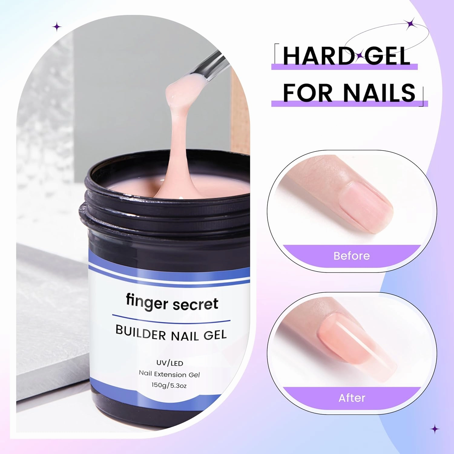 Hard Gel Builder Gel for Nails Long-lasting Strong Hand Nude 3D Sculpting for Nail Extension 5.3fl.oz (nude, 5.3fl.oz)
