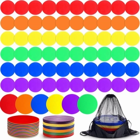 Haull 60 Pcs Spot Markers Floor Spots with Bag Non Slip Vinyl Poly Dots for Gym Floor Basketball Football Soccer Sports Speed Agility Training Gym Dance Classroom