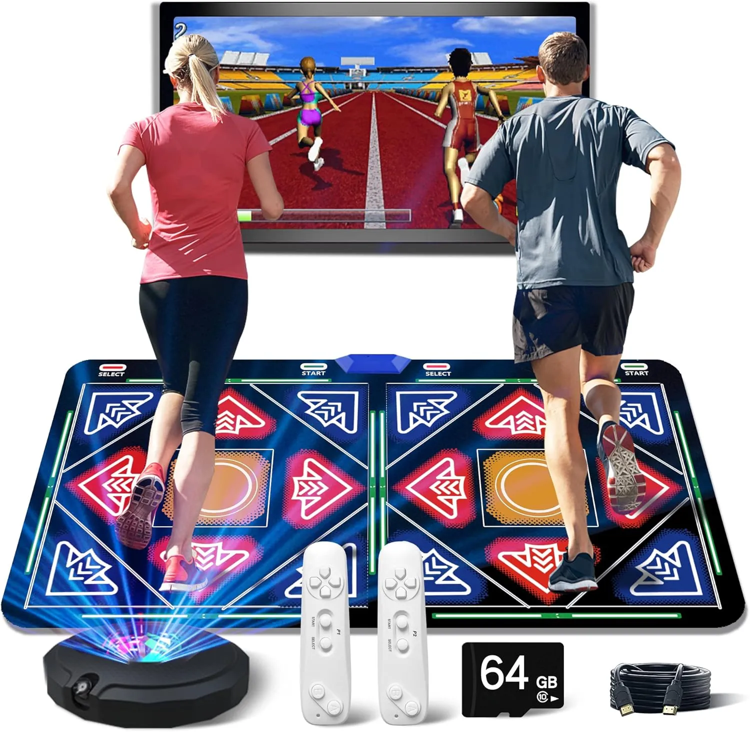 HDMI Musical Electronic Dance Mats with Camera,64G Memory Card,It Features 1030 Games、700 Songs and 81 MV,Double User Fitness Dance Pad Dancing Mat for Kids & Adults, Gift for Boys & Girls