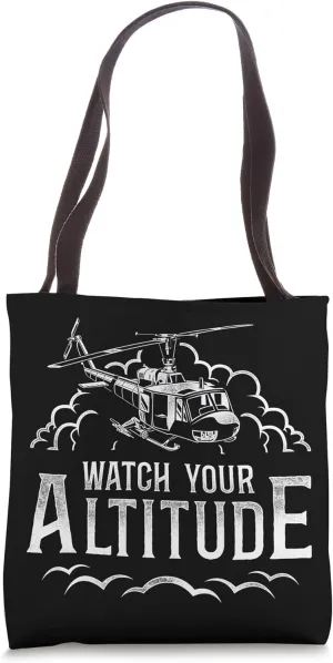 Helicopter Pilot Vintage Watch Your Altitude Tote Bag