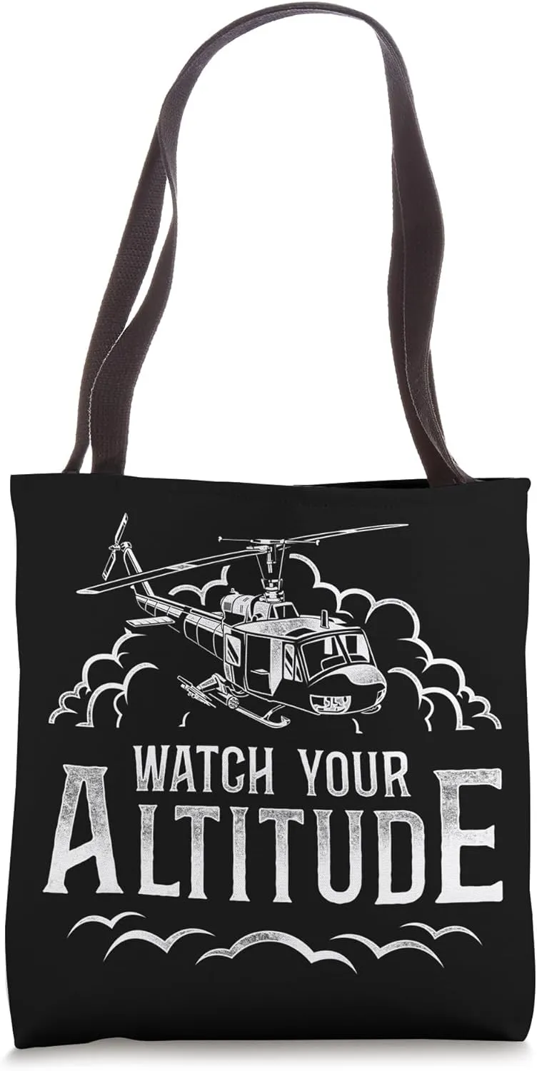 Helicopter Pilot Vintage Watch Your Altitude Tote Bag