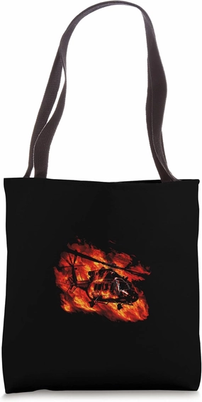 Helicopter In Flames Retro Helicopter Military Federal Army Tote Bag