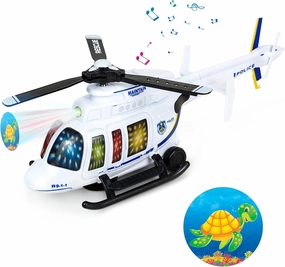 Helicopter Toy, Bump and Go Plane Toys for Toddlers 1-3, Police Helicopter Planes for Boys Girls 3 4 5 6 7 Years Old with Lights & Sounds & Projection Function Kids Toddler Birthday Gift