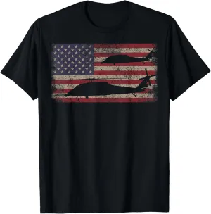 HH-60 Pave Hawk Helicopter Vintage USA American Flag T-Shirt