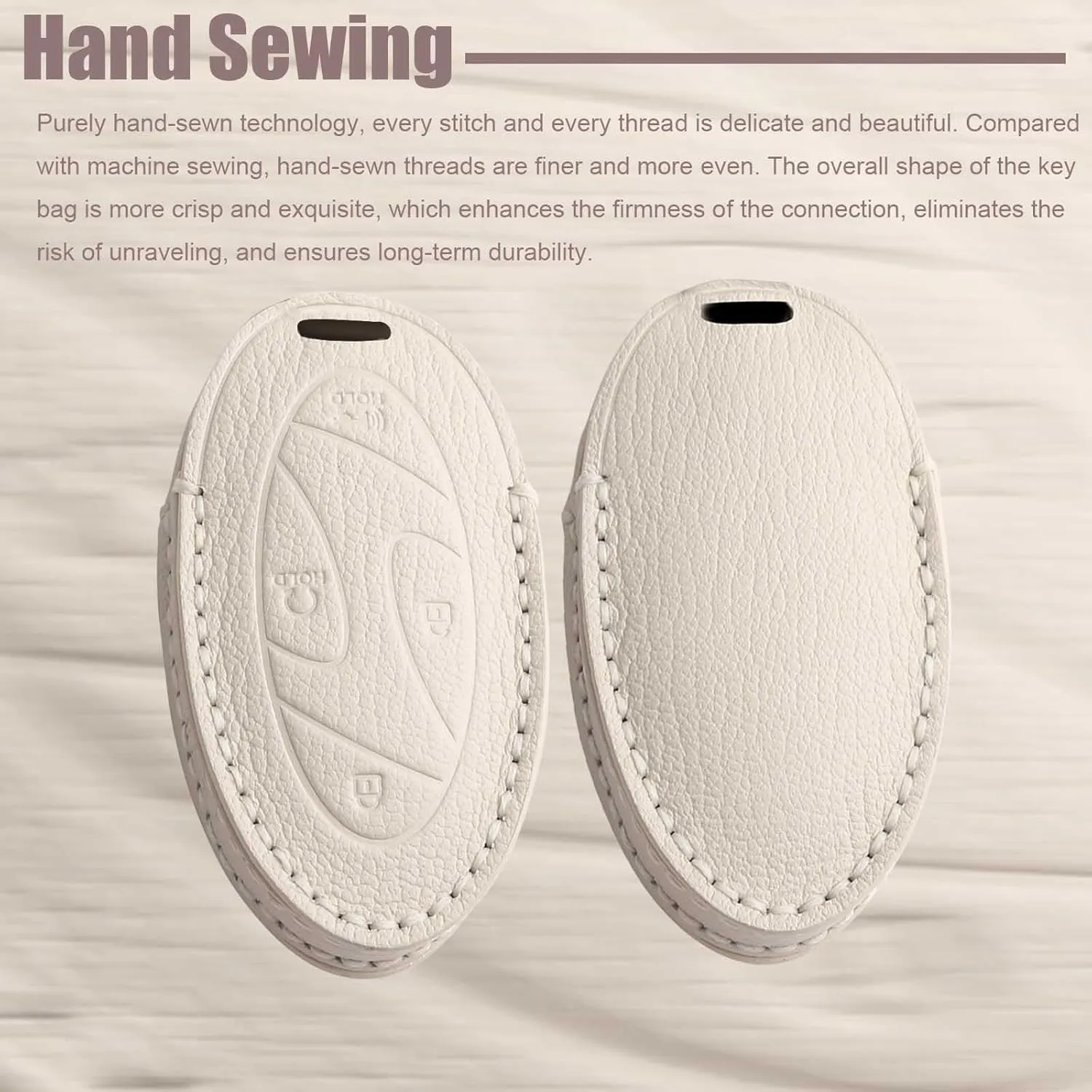 HIBEYO 7 Button Key Fob Cover Compatible with Hyundai Ioniq 6 Grandeur GN7 KONA 2023 2024 2025 Accessories Handmade 3D Design Leather Key Case with Keychain-7 Button White