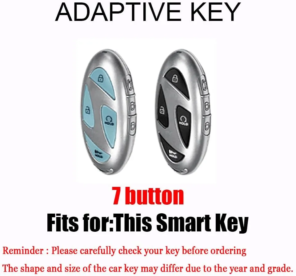 HIBEYO 7 Button Key Fob Cover Compatible with Hyundai Ioniq 6 Grandeur GN7 KONA 2023 2024 2025 Accessories Handmade 3D Design Leather Key Case with Keychain-7 Button White