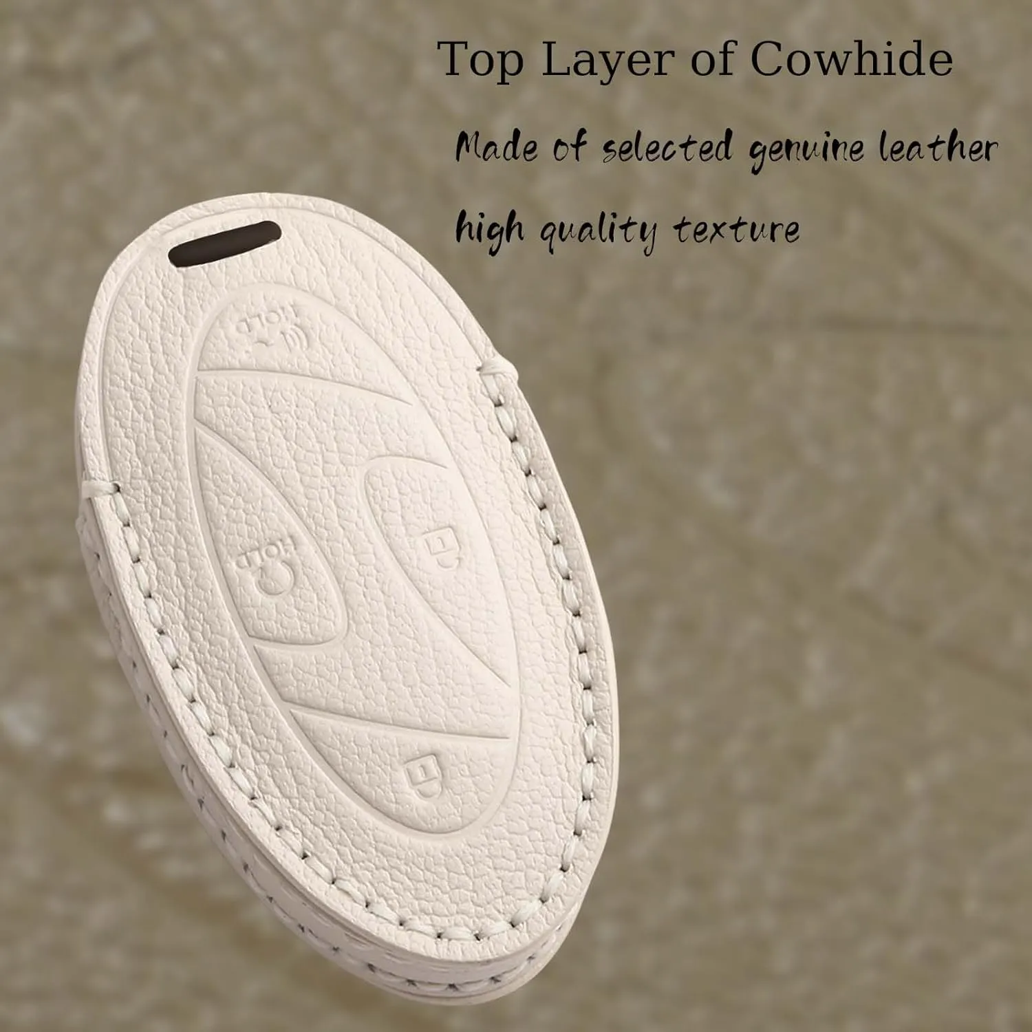 HIBEYO 7 Button Key Fob Cover Compatible with Hyundai Ioniq 6 Grandeur GN7 KONA 2023 2024 2025 Accessories Handmade 3D Design Leather Key Case with Keychain-7 Button White
