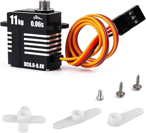 High Torque 11KG Mini All-Metal Digital Servo High Pressure Coreless Motor Micro Servo Programmable for RC Car Robot (360° Continuous Rotation)
