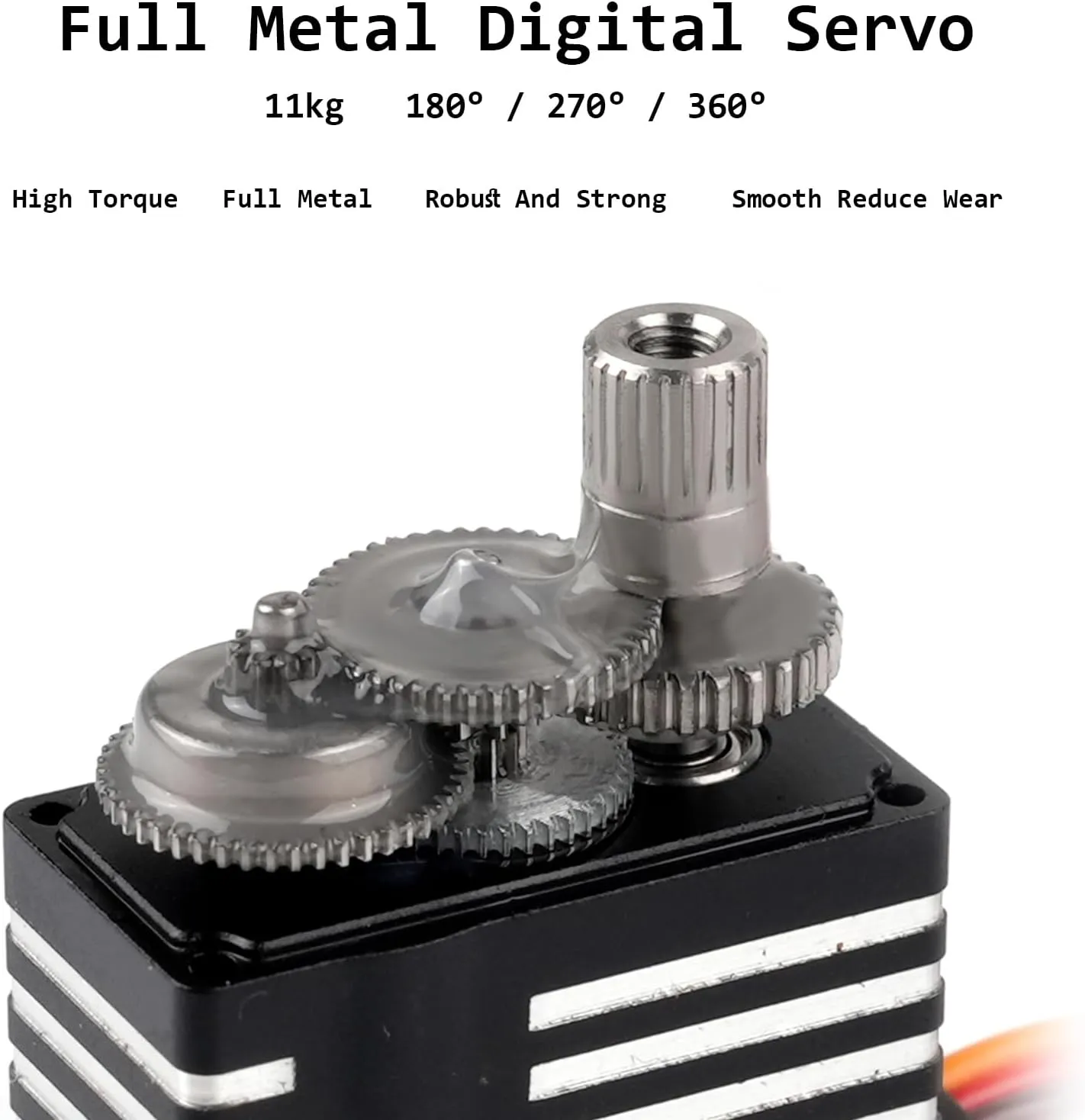 High Torque 11KG Mini All-Metal Digital Servo High Pressure Coreless Motor Micro Servo Programmable for RC Car Robot (360° Continuous Rotation)