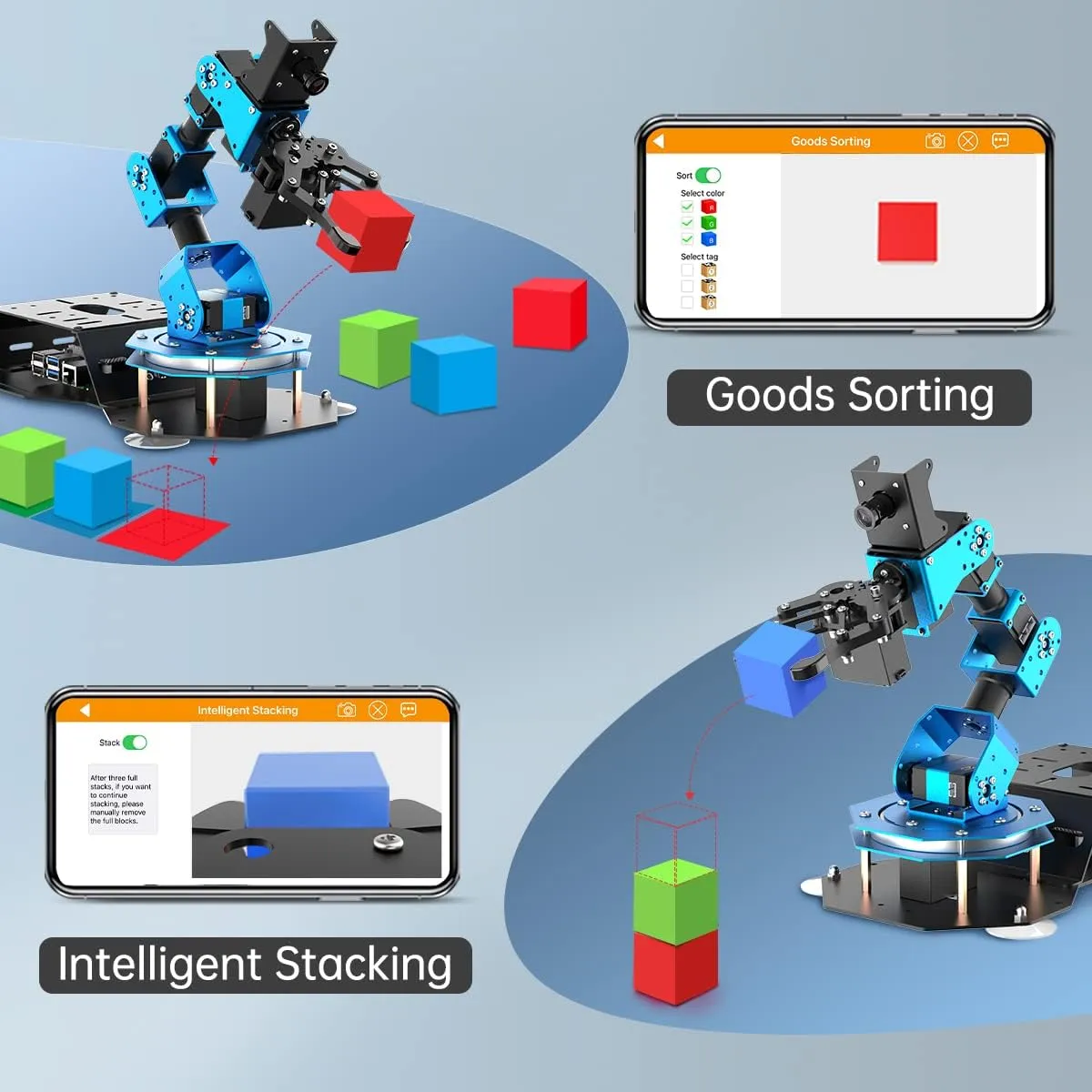 HIWONDER 6DOF Robotic Arm Kit Powered by Raspberry Pi 5 4GB AI Vision Programming Robot Arm ROS Open Source for Adults and Teens (Advanced Kit)