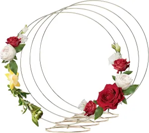 HOHIYA 4 Pcs 20 Inch Metal Floral Hoop Centerpiece with Stand Rings Large Taiwan Made Gold 4mm Wire