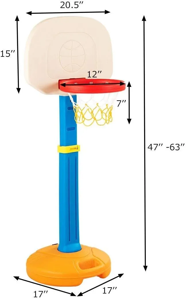 HONEY JOY Kids Basketball Hoop, Outdoor Indoor Mini Basketball Goal Toy Stand, Adjustable Height, Play Game Preschool Birthday Gift, Toddler Basketball Hoop for Boys Girls