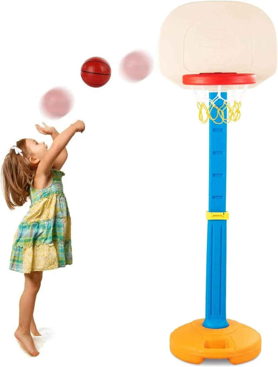 HONEY JOY Kids Basketball Hoop, Outdoor Indoor Mini Basketball Goal Toy Stand, Adjustable Height, Play Game Preschool Birthday Gift, Toddler Basketball Hoop for Boys Girls