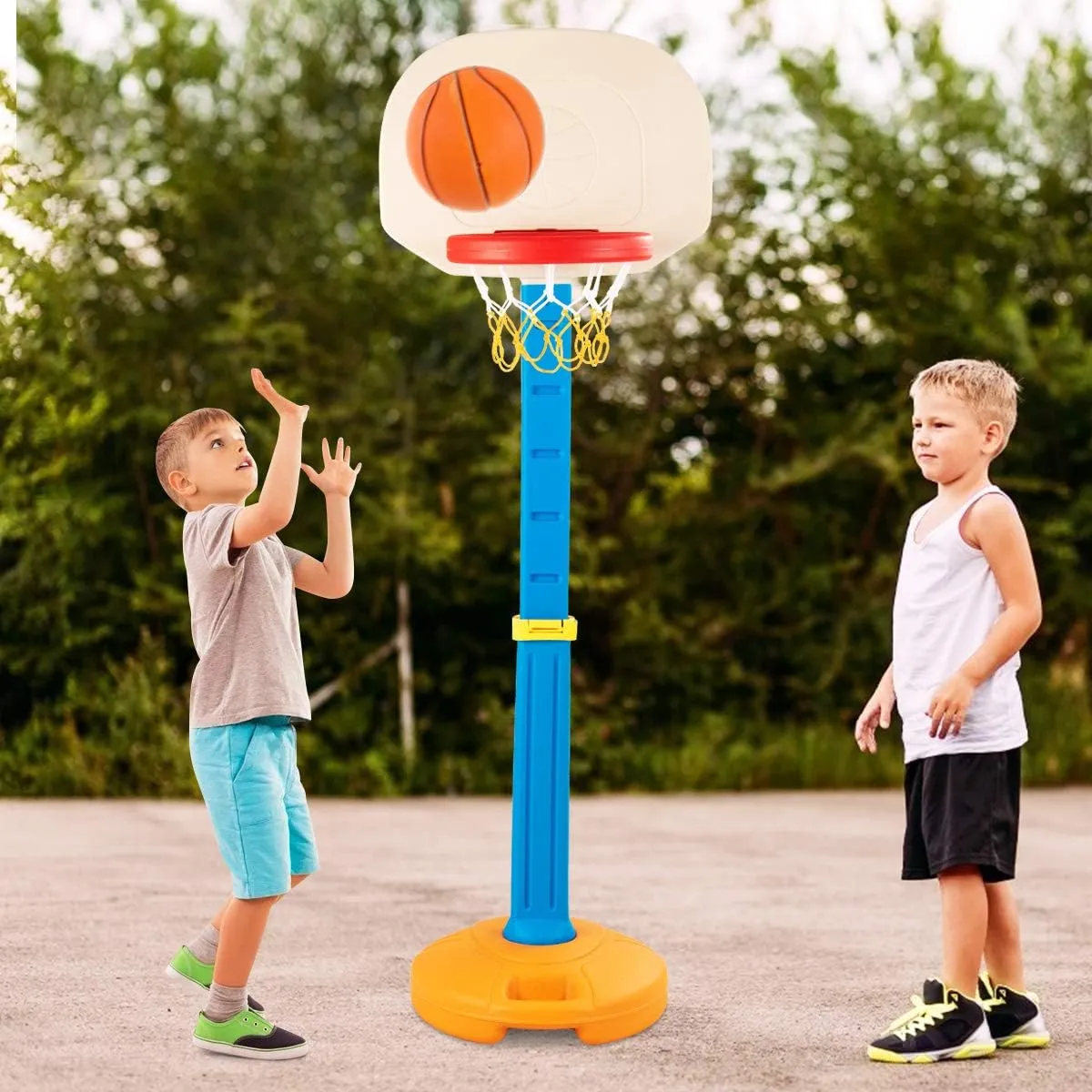 HONEY JOY Kids Basketball Hoop, Outdoor Indoor Mini Basketball Goal Toy Stand, Adjustable Height, Play Game Preschool Birthday Gift, Toddler Basketball Hoop for Boys Girls