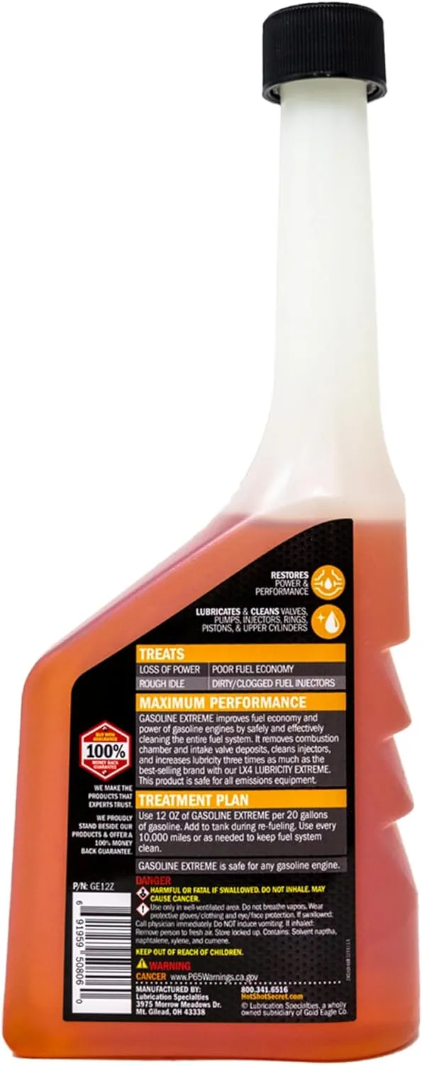 ‎Hot Shot's Secret Gasoline Extreme 12 Oz, Concentrated Fuel System Cleaner, Fuel Additive for Gasoline Engines, Injector Cleaner - Increases MPG & Restores Engine Performance