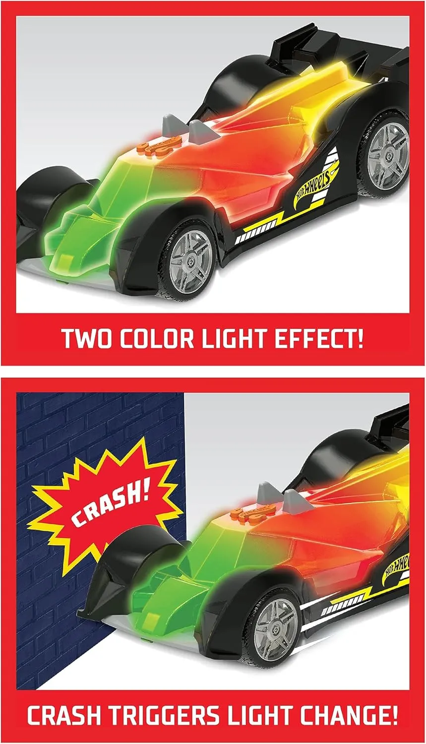 Hot Wheels Color Crashers Hi-Tech Missile, Motorized Toy Car with Lights & Sounds, Red, Kids Toys for Ages 3 Up by Just Play