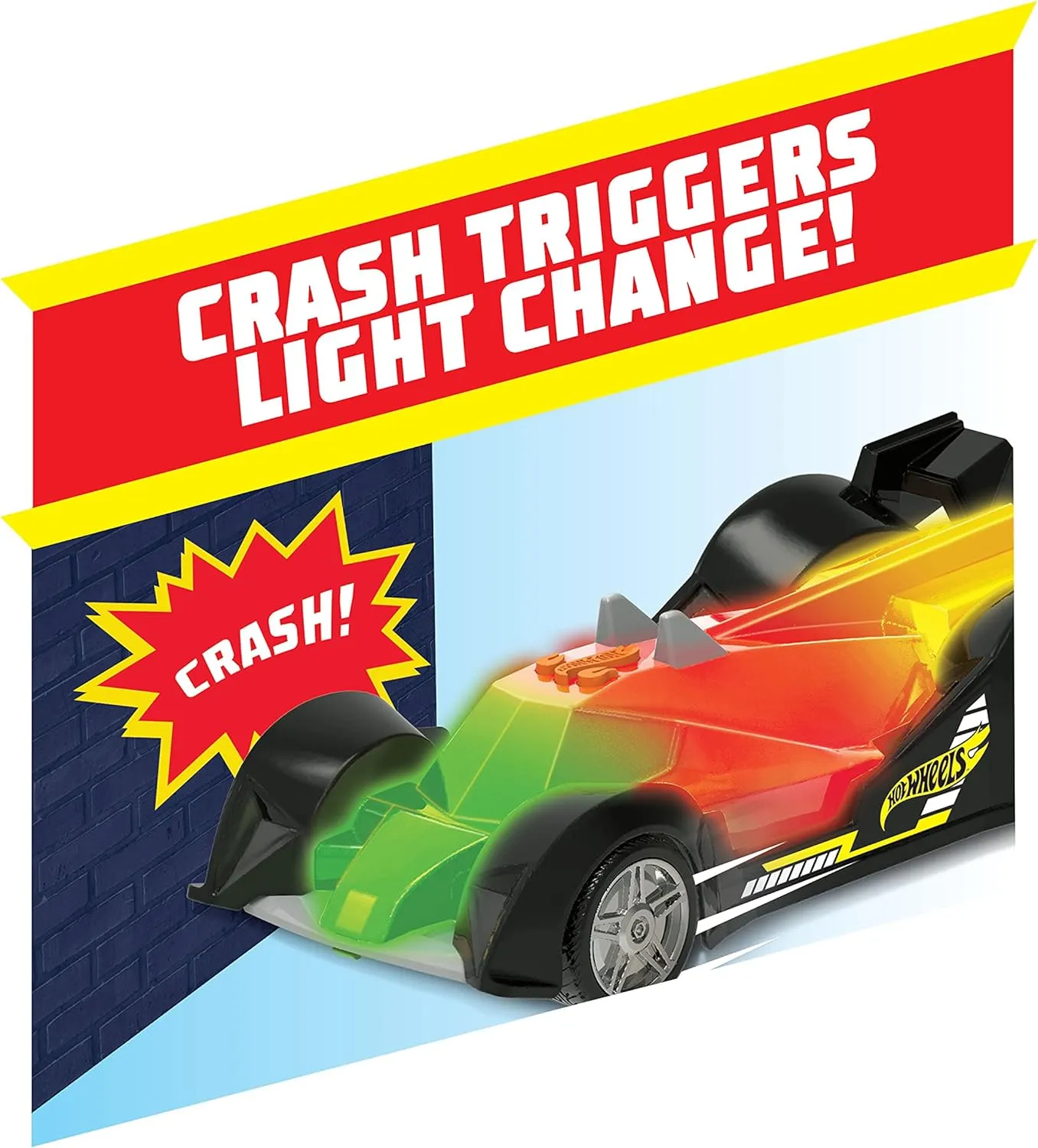 Hot Wheels Color Crashers Hi-Tech Missile, Motorized Toy Car with Lights & Sounds, Red, Kids Toys for Ages 3 Up by Just Play