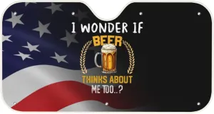 I Wonder If Beer Thinks About Me Too Kangweida Stay Cool Car Windshield Sunshade Sun Protection