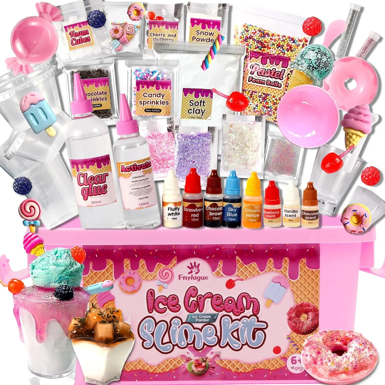 Ice Cream Slime Kit for Girls, Amazing Ice Cream Slime Making Kit to Make Butter Slime, Cloud Slime & Foam Slimes, Fun Gift Idea，10 Year Old Girl Birthday Gifts & Toys for Girls 8-10