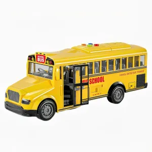 Inertial School Bus1:16 City Bus with Simulated Sounds and Lights School Bus Toy Car Mode with Opening The Door Best Birthday Gift for Kids Age 3 