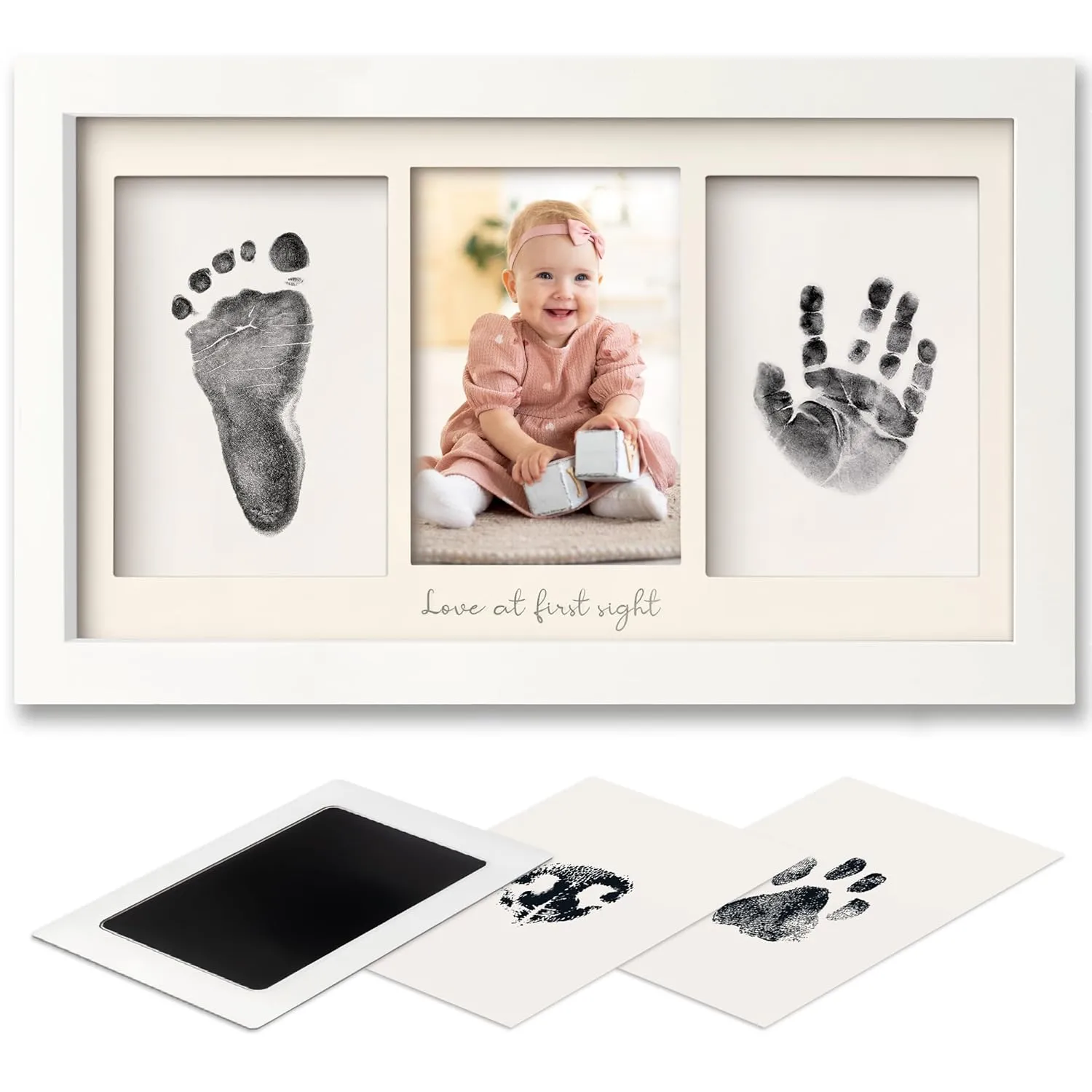 Inkless Hand and Footprint Kit, Boy, Girl, Newborn Keepsake - No Mess Ink Pad for Baby Handprint, Clean Touch Dog Paw Print Kit,Personalized Baby Shower Gifts,New Mom Gifts(Alpine White)